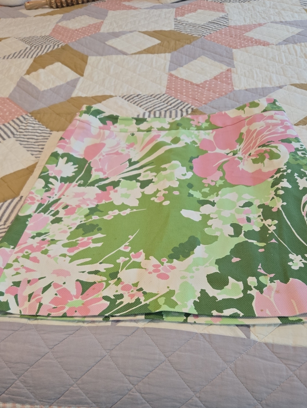 Talbots Pink & Green Floral Mini Skirt